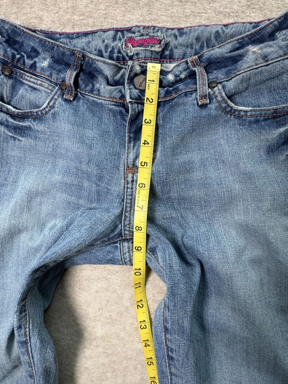 Wrangler Vintage Pink Label Bootcut Jeans Women 7/8x32 Med Wash 100% Cotton Y2K - Picture 11 of 12
